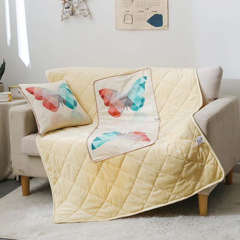 KTX-712467 Thickened Crystal Velvet Dual-Purpose Pillow and Blanket for Car and Sofa