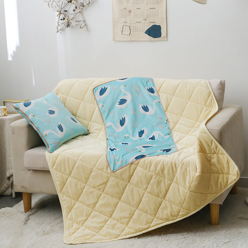 KTX-712467 Thickened Crystal Velvet Dual-Purpose Pillow and Blanket for Car and Sofa