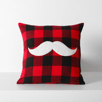 HKM-712595 Christmas Red Black Plaid Embroidered Cushion Cover - Various Designs Available