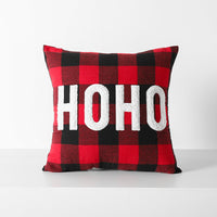 HKM-712595 Christmas Red Black Plaid Embroidered Cushion Cover - Various Designs Available