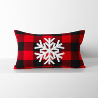 HKM-712595 Christmas Red Black Plaid Embroidered Cushion Cover - Various Designs Available