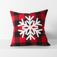 HKM-712595 Christmas Red Black Plaid Embroidered Cushion Cover - Various Designs Available