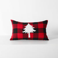 HKM-712595 Christmas Red Black Plaid Embroidered Cushion Cover - Various Designs Available