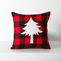 HKM-712595 Christmas Red Black Plaid Embroidered Cushion Cover - Various Designs Available