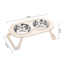HKM-712659 Foldable Double Bowl Set for Pets - Stainless Steel and Plastic Options in Multiple Colors