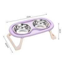 HKM-712659 Foldable Double Bowl Set for Pets - Stainless Steel and Plastic Options in Multiple Colors