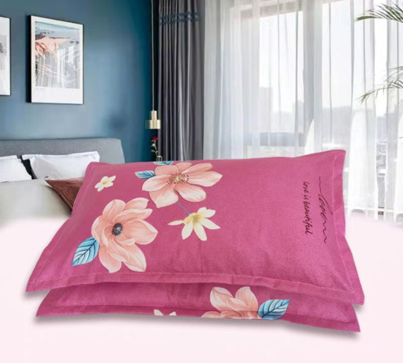 HKM-712915 Brushed Polyester Pillowcases - Skin-Friendly Wedding Collection, Set of 2 in Red