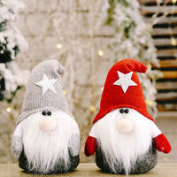 HKM-712915 Five-Pointed Star Forest Man Doll Ornament with Red and Gray Hats