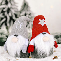 HKM-712915 Five-Pointed Star Forest Man Doll Ornament with Red and Gray Hats