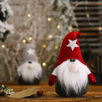 HKM-712915 Five-Pointed Star Forest Man Doll Ornament with Red and Gray Hats