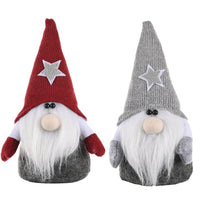 HKM-712915 Five-Pointed Star Forest Man Doll Ornament with Red and Gray Hats