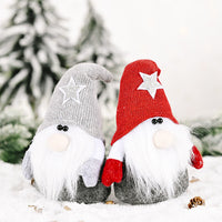 HKM-712915 Five-Pointed Star Forest Man Doll Ornament with Red and Gray Hats