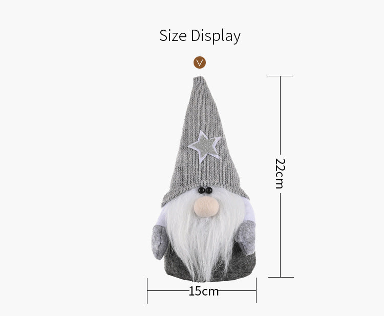 HKM-712915 Five-Pointed Star Forest Man Doll Ornament with Red and Gray Hats