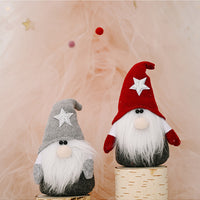 HKM-712915 Five-Pointed Star Forest Man Doll Ornament with Red and Gray Hats