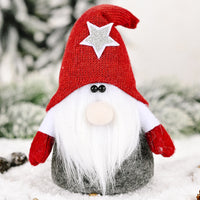 HKM-712915 Five-Pointed Star Forest Man Doll Ornament with Red and Gray Hats
