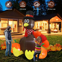 HKM-712979 Thanksgiving 6FT Inflatable Turkey Decoration with LED Lights for Yard and PatioFestivities