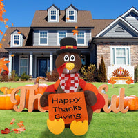 HKM-712979 Thanksgiving 6FT Inflatable Turkey Decoration with LED Lights for Yard and PatioFestivities