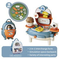 HKM-713043 Bear Backpack Pretend Play Toy Set for Kids - Multifunctional Kitchen Dress-Up Fun