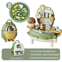 HKM-713043 Bear Backpack Pretend Play Toy Set for Kids - Multifunctional Kitchen Dress-Up Fun