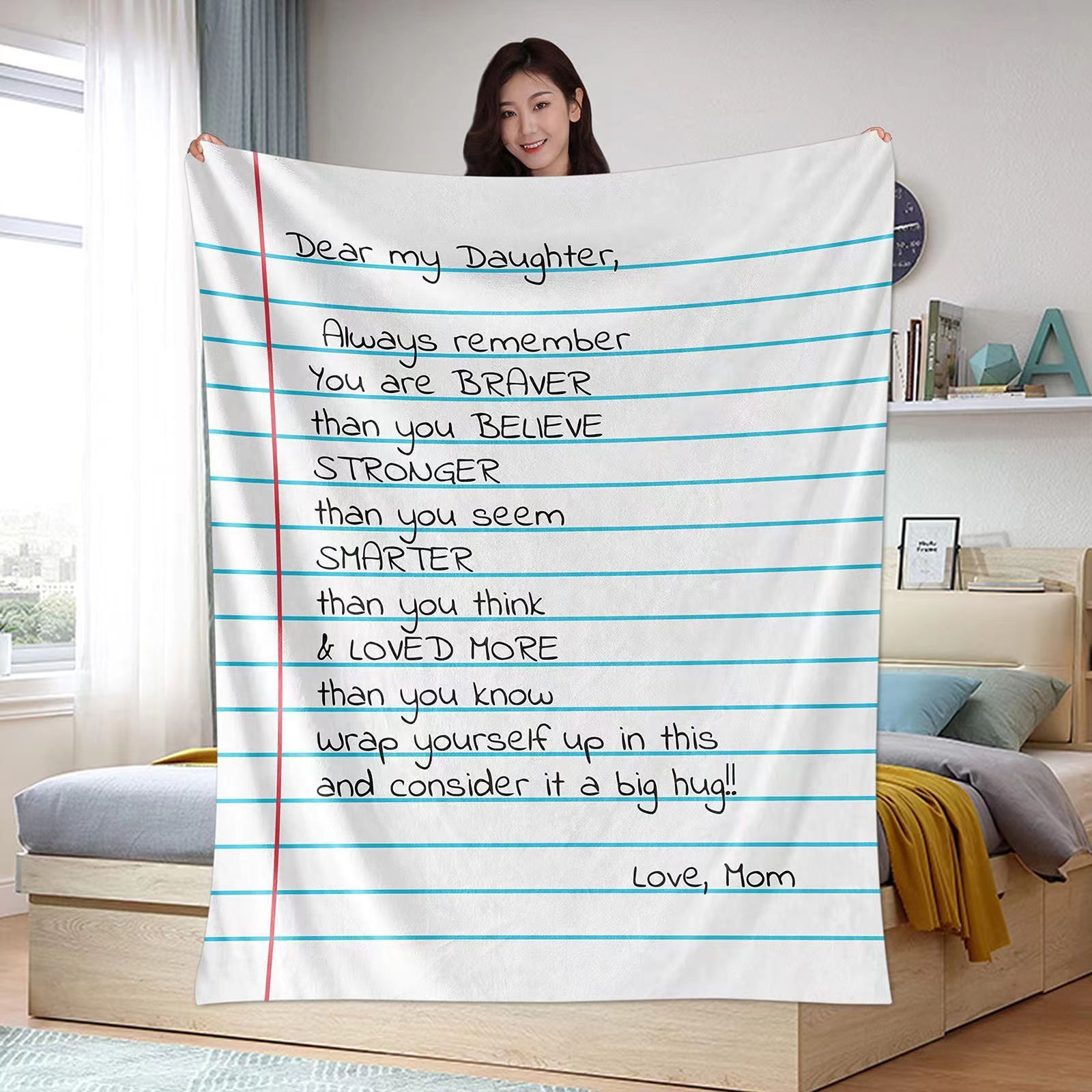 HKM-713107 Family Letter Flannel Blanket - Multiple Sizes in Soft Polyester