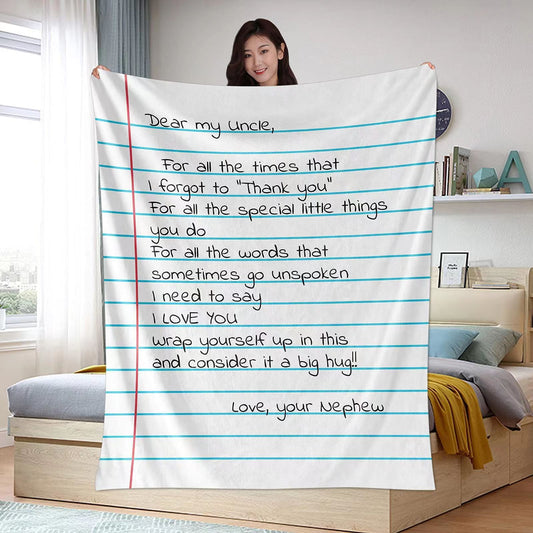 HKM-713107 Family Letter Flannel Blanket - Multiple Sizes in Soft Polyester