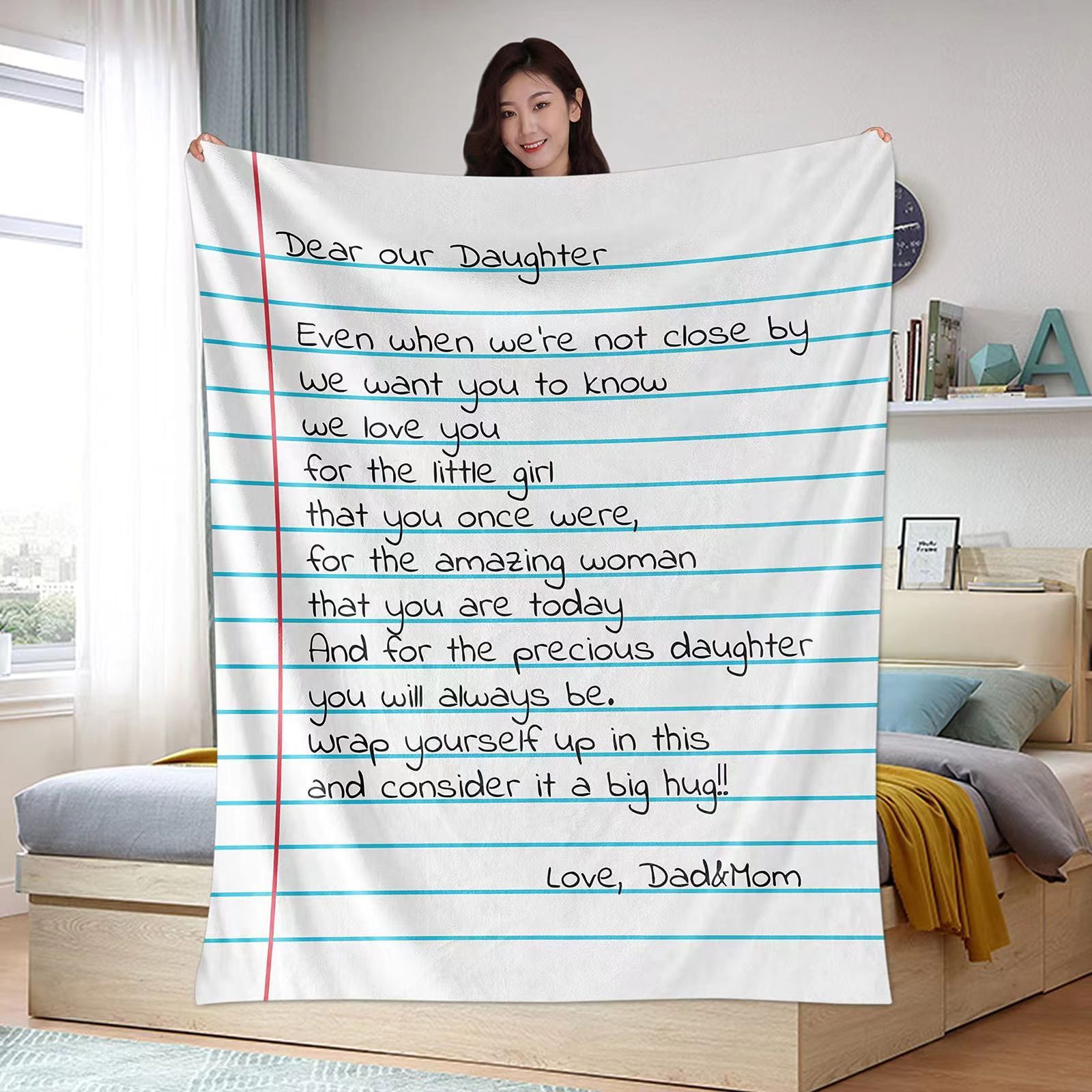 HKM-713107 Family Letter Flannel Blanket - Multiple Sizes in Soft Polyester