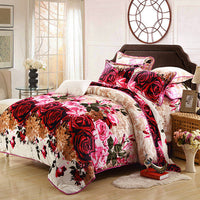 HKM-713107 Golden Mink Warm Bedding Set - Polyester Fabric, Simple Style, Available in Multiple Sizes