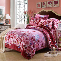 HKM-713107 Golden Mink Warm Bedding Set - Polyester Fabric, Simple Style, Available in Multiple Sizes
