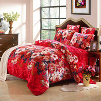 HKM-713107 Golden Mink Warm Bedding Set - Polyester Fabric, Simple Style, Available in Multiple Sizes