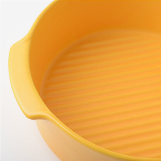 HKM-713299 Medium Ceramic Dog Food Bowl with Anti-Scalding Double Ears - 18cm Diameter, Multiple Colors