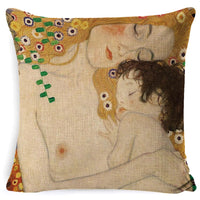 HKM-713491 Couple Cartoon Pillow Cushion - European Classic Linen Home Decor with Invisible Zipper