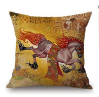 HKM-713491 Couple Cartoon Pillow Cushion - European Classic Linen Home Decor with Invisible Zipper