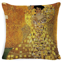 HKM-713491 Couple Cartoon Pillow Cushion - European Classic Linen Home Decor with Invisible Zipper