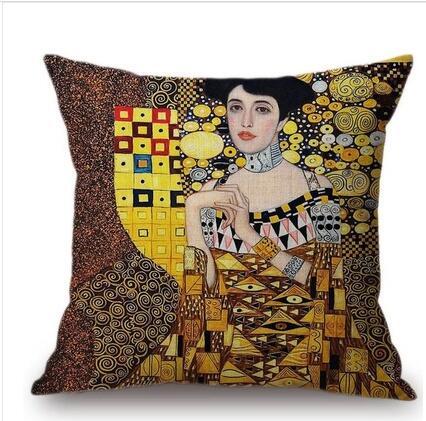 HKM-713491 Couple Cartoon Pillow Cushion - European Classic Linen Home Decor with Invisible Zipper