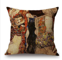HKM-713491 Couple Cartoon Pillow Cushion - European Classic Linen Home Decor with Invisible Zipper