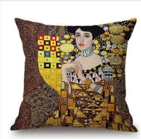 HKM-713491 Couple Cartoon Pillow Cushion - European Classic Linen Home Decor with Invisible Zipper