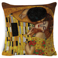 HKM-713491 Couple Cartoon Pillow Cushion - European Classic Linen Home Decor with Invisible Zipper