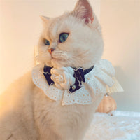 HKM-713491 Fashion Cat Lace Neck Pet Collar Bow