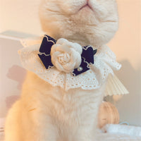 HKM-713491 Fashion Cat Lace Neck Pet Collar Bow