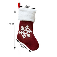 HKM-713555 Christmas Holiday Decorative Socks Gift Bag - Snowflake & Tree Pattern, Reusable for Gifts and Treats, 46x25cm