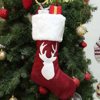 HKM-713555 Christmas Holiday Decorative Socks Gift Bag - Snowflake & Tree Pattern, Reusable for Gifts and Treats, 46x25cm