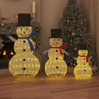HKM-713747 Illuminated Christmas Snowman Family Set - Warm White Fabric Decor for Indoor and Outdoor Use (3 Pieces)