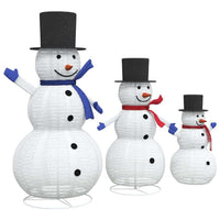 HKM-713747 Illuminated Christmas Snowman Family Set - Warm White Fabric Decor for Indoor and Outdoor Use (3 Pieces)