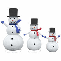 HKM-713747 Illuminated Christmas Snowman Family Set - Warm White Fabric Decor for Indoor and Outdoor Use (3 Pieces)