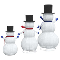 HKM-713747 Illuminated Christmas Snowman Family Set - Warm White Fabric Decor for Indoor and Outdoor Use (3 Pieces)