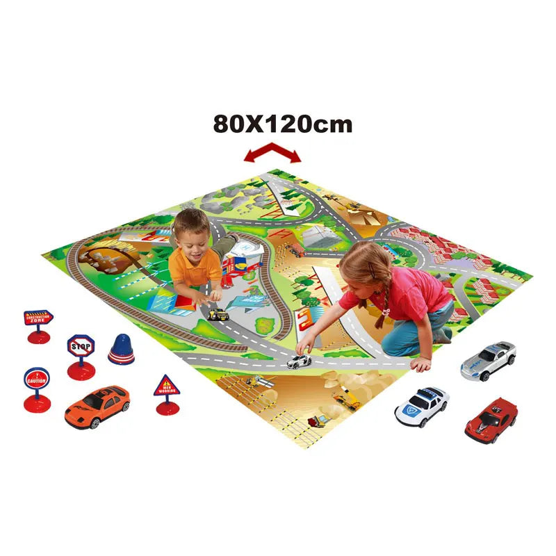 HKM-713747 Traffic Play Floor Mat Set for Kids - Educational and Fun Design, Large Size, Suitable for Ages 2 to 13