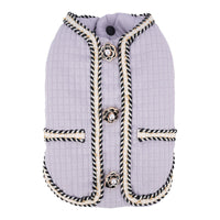 HKM-713747 Warm Quilted Coat for Pets in Black, White, and Light Purple - Available in Sizes S to 2XL