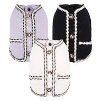 HKM-713747 Warm Quilted Coat for Pets in Black, White, and Light Purple - Available in Sizes S to 2XL