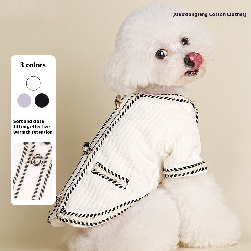 HKM-713747 Warm Quilted Coat for Pets in Black, White, and Light Purple - Available in Sizes S to 2XL