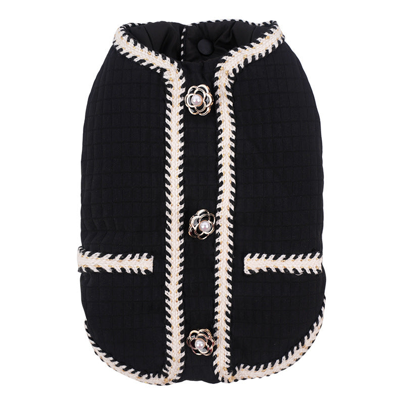 HKM-713747 Warm Quilted Coat for Pets in Black, White, and Light Purple - Available in Sizes S to 2XL